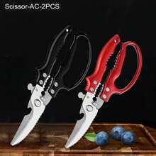 Tijeras de cocina WXCOO, tijeras para huesos de pollo, tijeras multifuncionales para carne, verduras y pescado, con antideslizante, tijeras especializadas para cocina - Tijeras de plata - Ver 10