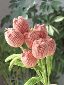 DIY Crochet Tulip Gift, Handmade Crocheted Tulip Bouquet, DIY Artificial Flower Bouquet, Crochet Flower Bouquet Gift, For Women, Valentine's Day Gift, Birthday Or Graduation Gift - Multicolor - View 7