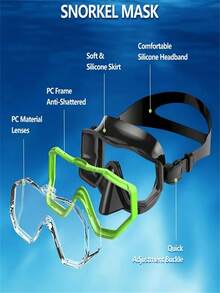 1pc Snorkeling Mask, 3-Window Full Panoramic Wide Angle HD Triple Lens, Adjustable Head Strap, Suitable For Teenagers - Multicolor - View 2