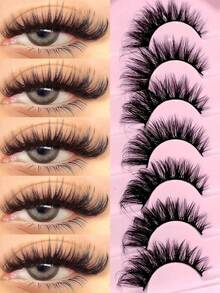 热销7对狐狸眼蓬松柔软假睫毛，猫眼造型，飞扬眼尾，拉长眼型，自然纤长仿貂毛假睫毛，适合度假佩戴 - 交叉款 - 查看 6