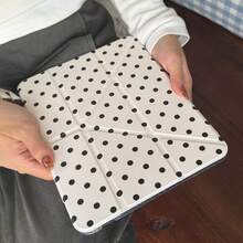 Korean Minimalist Polka Dot Case Compatible With Tablets, 2025 New Model Pad Case, Round Dot Pro 11/13 Anti-Bending Air 10th Gen Foldable 10.2"/Mini 7 Acrylic Protective Cover - White - View 4