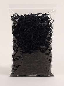 20g/100g/500g/1000g Black Crinkled Raffia Paper Shreds, Vacuum Packed, Suitable For DIY, Valentine's Day, Galentine's Day, Candy Box Decor, Birthday, Wedding, Chinese New Year, Fragile Item Protection, Party Supplies, Creative Gift Box Filler And Decor Materials