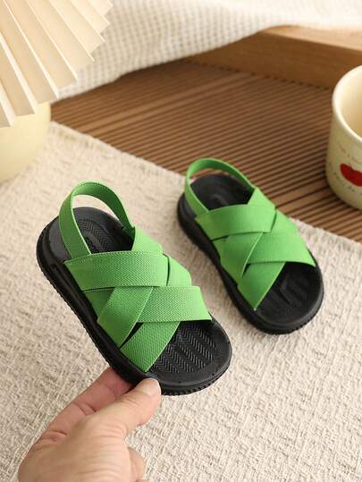 1 Pair Kids Summer New Flat Sandals, Girls Soft Bottom Fashion Versatile Outdoor Non-Slip Casual Flat Sandals