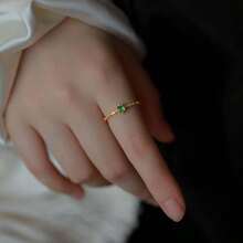 Women's Solitaire Ring With Emerald Green Graduation Stone, 18K Gold Plated Or 925 Silver - 金色 - 查看 4