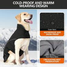 Dog Winter Jacket, Waterproof Dog Coat With Leash Hole, Reflective Adjustable Dog Snow Vest, Warm Fleece Pullover Suitable For Small, Medium And Large Dogs