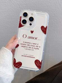 1pc Heart-Shaped Valentine's Day Pattern, Airbag Transparent Anti-Fall Phone Protective Case, TPU Material Can Be Given As Holiday Gift, Compatible With Iphone XS/XS Max/XR/11 12 13 14 15 16 Pro/Pro Max/14 15 16 Plus/17, Suitable For Both Men And Women, Phone Case - Clear - View 6