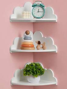 1pc Cloud Shaped Wall Shelf, Cute Wall Decor & Storage Rack For Kids Room Corner - White - View 2
