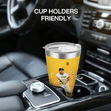 304 Stainless Steel Double Silver Edge Vacuum Insulated Drum 340g - Reusable Travel Cup With Stainless Steel Straw - This Is A Stainless Steel Water Cup About The Manny Machado Theme - Leak Proof, Sweat Proof, Can Maintain Hot And Cold Temperatures For Hours, Frees Of Bisphenol A, Suitable For Car Cup Holders, Very Suitable For Match Days, Sports Events, Commuting, Office Rest And Outdoor Activities, Durable Double Wall Structure Fashionable Fan Gift - Silver - View 7