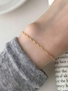 18K金扭纹链手链，细绳链手链，精致新加坡链手链，简约金手链，日常佩戴手链，闪亮手链，送她的礼物