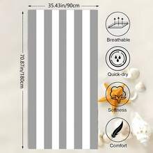 大号粉色条纹沙滩巾，加厚防沙柔软毯，适用于游泳池、沙滩，可用作沙滩巾、浴巾、女士披肩，数码印花速干浴巾，双面抓绒速干浴巾，可爱粉蓝条纹超强吸水运动毛巾，便携式沙滩巾，马拉松健身速干毛巾，防水、防沙、防尘，沙滩必备，情侣沐浴巾 - 彩色 - 查看 17