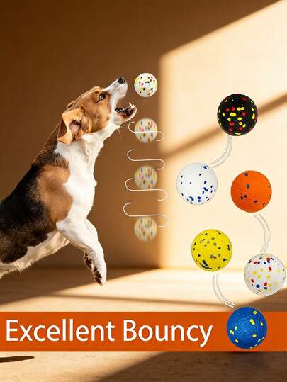 Durable Solid Rubber Dog Chew Balls, High Bounce Floating Toys, Multi-Color Pet Play Balls, Suitable For Chewing Dogs, Essential For Outdoor Walking & Training, Lightweight & Durable, Suitable For Puppies