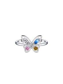 1pc Cute Butterfly Adjustable Ring For Girls, Do Not Adjust Forcefully As It May Break - Silver - View 8