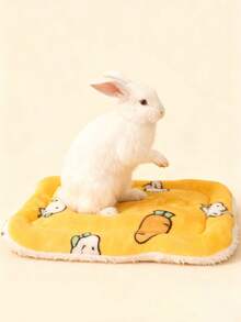 1pc Rabbit Carrot Mat, Hamster Pet Cute Cartoon Graphic Pads Rabbit Cage Stakes Pad Thickened Foot Liner For Hamster Mouse Knight Rat Big Hamster Small Pet Animal Supplies, Rabbit Supplies, Guinea Pig Stuff, Guinea Pig, Bunny Stuff, Hamster Dtuff, Bunny Bed, Dog Dtuff, Valentine's Day - Multicolor - View 4