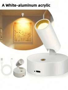 1个360°旋转夜灯，USB供电，内置可充电锂电池，3种颜色模式，磁吸式LED灯，触摸调光，适用于婴儿房、卧室、橱柜、客厅、书桌、酒吧装饰，生日礼物，完美之选 - 多色1 - 查看 9