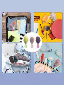 1件女士美发配件 - 新款按摩梳、花朵梳、便携梳、旅行发刷、迷你梳，适合大多数干湿发质 - 彩色 - 查看 8