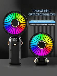 2026新款手持风扇，带手机支架和挂绳，升级版1200mAh便携式风扇，LED显示屏，小巧便携，可作家居装饰或桌面风扇，USB充电电池供电，LED数字显示屏，炫彩灯光，6档风速可调，90°倾斜，强劲静音制冷，适合夏季户外旅行、室内办公室、家庭和车内使用，可折叠设计，是母亲节、父亲节、毕业典礼、生日、夏威夷派对的绝佳礼物 - 彩色 - 查看 8