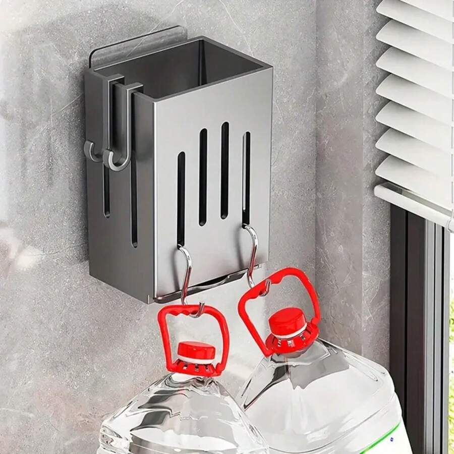 Soporte para palillos montado en la pared, fregadero de cocina para el hogar, estante de almacenamiento de vajilla, drenaje sin perforaciones con bandeja de agua con gancho, 1./2 uds. - Negro-1 pieza - Ver 1