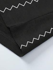 男士夏季黑白几何图案 Polo 衫一件装 - 几何印花休闲短袖上衣 - 黑色 - 查看 5