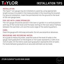 CYPNTaylor 2710N2 Medidor de lluvia montable mide y monitorea la precipitación fácil de leer para patio trasero patio jardín y césped paquete de 2 transparenteFashion - 227225365 - Ver 6