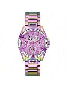Guess Crystal Queen Series Women's Quartz Watch, Hollow Dial, Stainless Steel Case, 40mm Diameter, Elegant Ladies Watch, Suitable For Daily Wear, Birthday, Anniversary, Valentine's Day Gift - Purple - View 9