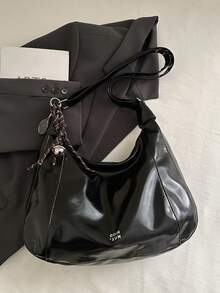 时尚大容量女士单肩手提包，设计 - 黑色 - 查看 8