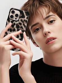 1pc Leopard Print PU Soft Leather Anti-Fall Anti-Shock Phone Case With Sound Amplifier Design, Compatible With IPhone 17 Pro Max/16 Pro Max/16 Plus/13 Pro Max/14 Pro Max 13 14 11 12 Pro 11/15 Pro, Galaxy S24 Ultra, Holiday Gift