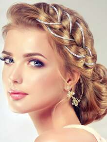 1pc Crystal Rhinestone Hair Chain With Tassel Hair Clip, Unique Shiny Hair Accessory - Multicolor - View 2