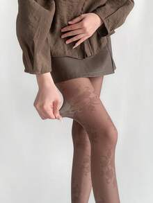 1双时尚复古女士连裤袜春夏薄款玫瑰提花丝袜性感成熟蕾丝丝袜日常纯情女士基础连裤袜 - 彩色 - 查看 15