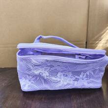 彩色蕾丝网眼化妆包 - 大容量轻便化妆包，便携式旅行化妆品和洗漱用品收纳包 - 彩色 - 查看 10