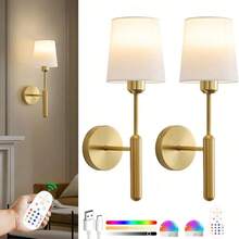 Rechargeable Battery Powered Wall Lamp, With 15-Color Temperature Adjustable Remote Control, Battery-Operated Non-Hardwired Wall Light For Bedroom, Cottage, Bedside Reading Lamp (Black) - 15RGB - View 12