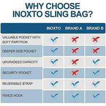 INOXTO - Bolso bandolera multiusos para hombres y mujeres