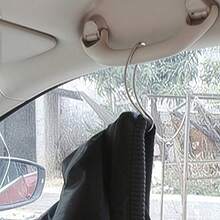 4pcs Stainless Steel Car Hooks, Seat Back Storage Hooks, Non-Magnetic Stainless Steel Double Hooks With Silicone Anti-Slip Pad, Tightly Fit Headrest Rod, No Noise During Driving