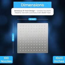 Ducha de Lluvia de Alta Presión Cabezal de Ducha de Acero Inoxidable para el Baño Ángulo Ajustable para Ducha de Baño Ducha Fija de Ahorro de Agua Ultra Fina Boquilla Silicona Cuadrado 10 Pulgad - 221208419 - Ver 3