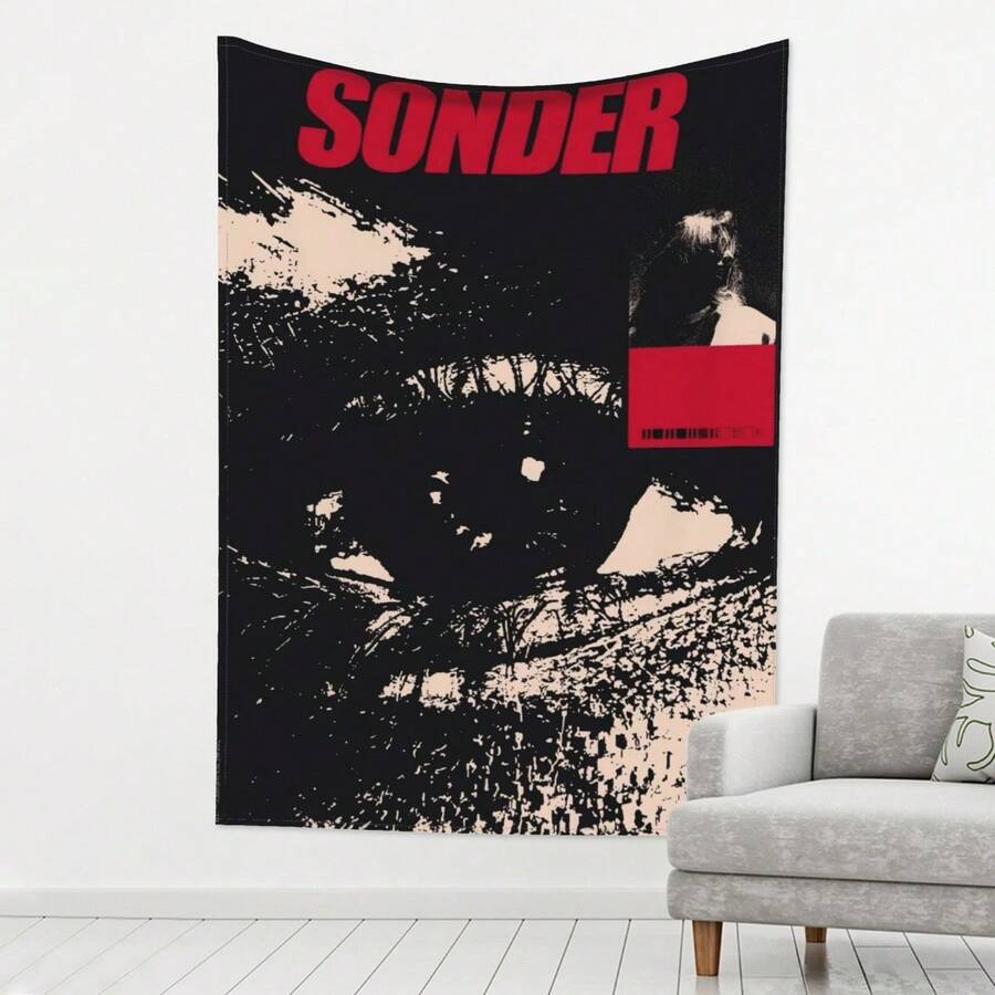 Sonder Poster With Abstract Art And Figure Print Tapestry, Suitable For Living Room, Bedroom, Office, Vertical Wall Decor, No Power Needed, Home Decoration Tapestry/Room, Decorative Wall Hanging - 彩色 - 查看 1