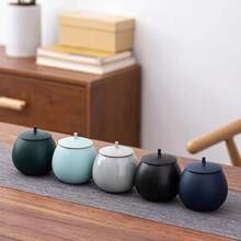 NUEVO Tarro deé de Gres Redondo Sellado, Caja deé de Cerámica, Tarro de Almacenamiento, Contenedor deé, Organizador deé, Tarros de Dulces, Tarros de Snacks - B - Ver 2