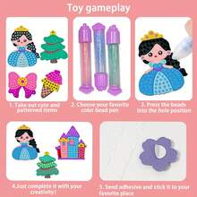 Qinbao DIY Bead Art Kits For Kids Boys And Girls Over 3 Years Easy To DIY Creative Diamond Art Sticker Craft By Numbers Kits For Kids And Adult Beginners(Princess) - Multicolor - View 4
