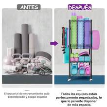 CYPNRack para Mancuernas de Gimnasio en CasaOrganizador de Cochera para Equipos Deportivos Estante de Almacenaje Multifuncional con Ganchos y RuedasFashion - como en la foto - Ver 4