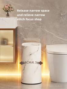 大理石纹理方形密封垃圾桶,带盖 - 脚踏式设计,适用于浴室、酒店、家庭、民宿、厨房、客厅,塑料垃圾桶,时尚垃圾桶,适合狭窄空间,节省空间设计,浴室垃圾桶,家居装饰,浴室装饰及配件,情人节礼物 - 彩色 - 查看 7