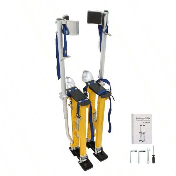 LABLT Adjustable Drywall Stilts 24"-40" Aluminum Alloy Construction Tool Yellow