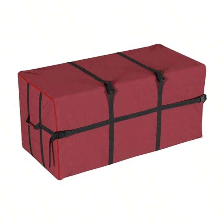 Elf Stor 83-DT5055 Bolsa de almacenamiento de Navidad de lona resistente grande para árbol de 7.5 pies rojo - Borgoa - Ver 1
