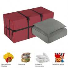 Elf Stor 83-DT5055 Bolsa de almacenamiento de Navidad de lona resistente grande para árbol de 7.5 pies rojo - Borgoa - Ver 4