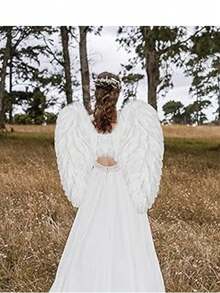 成人及女孩万圣节天使羽毛翅膀服装派对圣诞道具（手工制作）。部分顾客可能会遇到胶水渗漏或羽毛脱落的情况，这是正常现象。如果您介意，请勿购买。 - 天使羽毛翅膀 - 查看 7