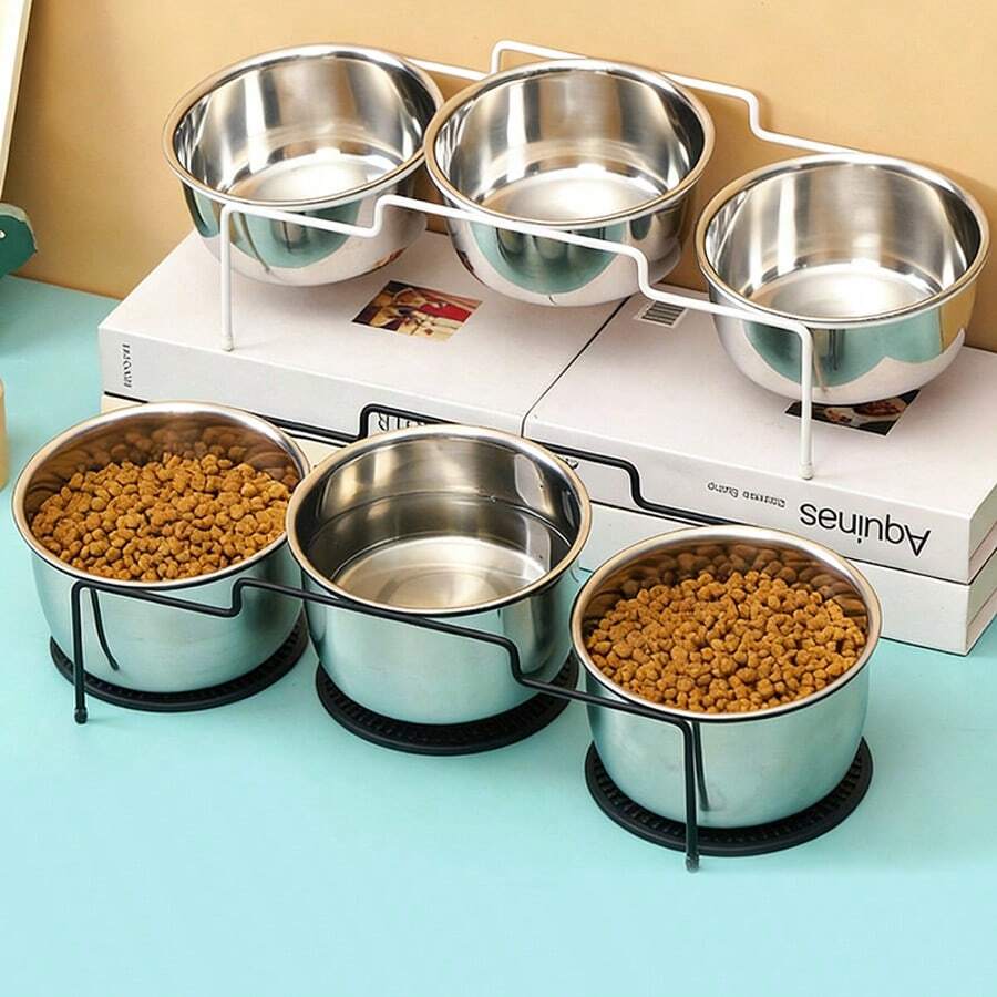 三合一倾斜式猫狗碗，适用于多只宠物，可盛放食物、零食和水，防溢宠物用品 - 700mL - 查看 1