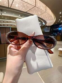 1pc/3pcs Fashionable Oval Small Frame Diamond Fashion Glasses, Suitable For Travel, Photography, Makes You Look Younger - Multicolor - View 8