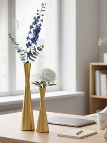 1件/套 纤腰流线型花瓶。整个花瓶采用金属质感材质制成。其造型采用“腰部纤细，顶部和底部加宽”的流线型设计，线条简洁流畅，偏向现代轻奢风格。适合摆放在客厅茶几等家居空间。 - 彩色 - 查看 10