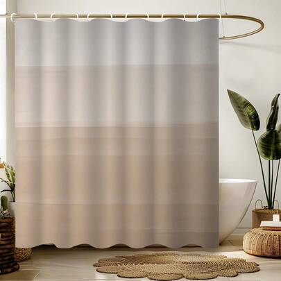 1件装抽象米色渐变浴帘 - 数码印花涤纶面料，轻盈透气，非遮光，可机洗，艺术设计，浴室装饰
