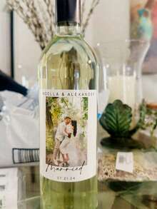 Custom Wine Labels, Waterproof Labels, Customized Photo Wine Labels, Black & White Photo, Uppercase Letters, Black & White Bridesmaid/Maid Of Honor/Proposal Wine Labels, Wedding Gift, Anniversary Gift, Engagement Gift, His/Her Gift, Mother's Day Gift, Father's Day Gift, Stickers, Champagne Labels, Whiskey Labels, Tequila Labels - Multicolor - View 7