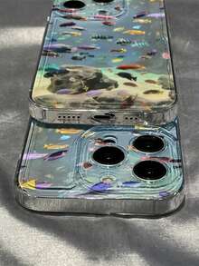 1pc Marine Animal Illustration Transparent Phone Case Compatible With IPhone 17, 16, 16e, 15, 14, 13, 12, 11 Pro Max, X, XR, XS, 8, 7 Plus, Protective Cover - Clear - View 5