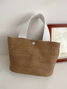 Personalized Customization Pearl Letter Embroidered Towels, Letters A-Z, Stylish Woven Bag, A Versatile Woven Bag For Summer Beach Vacations, A Bohemian-Style Straw Bag, Large Capacity Storage, Women's Handbag, Suitable For Travel, Beach, Vacation, Camping, And Outdoor Activities. A Perfect Gift For Family And Friends' Birthdays Or As A Mother's Day Gift. - Multicolor - View 11