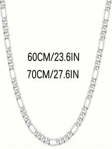 1 chiếc dây chuyền kiểu dáng xen kẽ dày mỏng thời trang, chất liệu thép titan, phụ kiện phong cách punk, phù hợp cho trang phục thường ngày. - Bạc - Xem 11